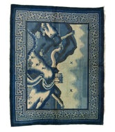 ANTIQUE CHINESE PAO TAO DO, BEIGE/BLUE - GREEN WALL