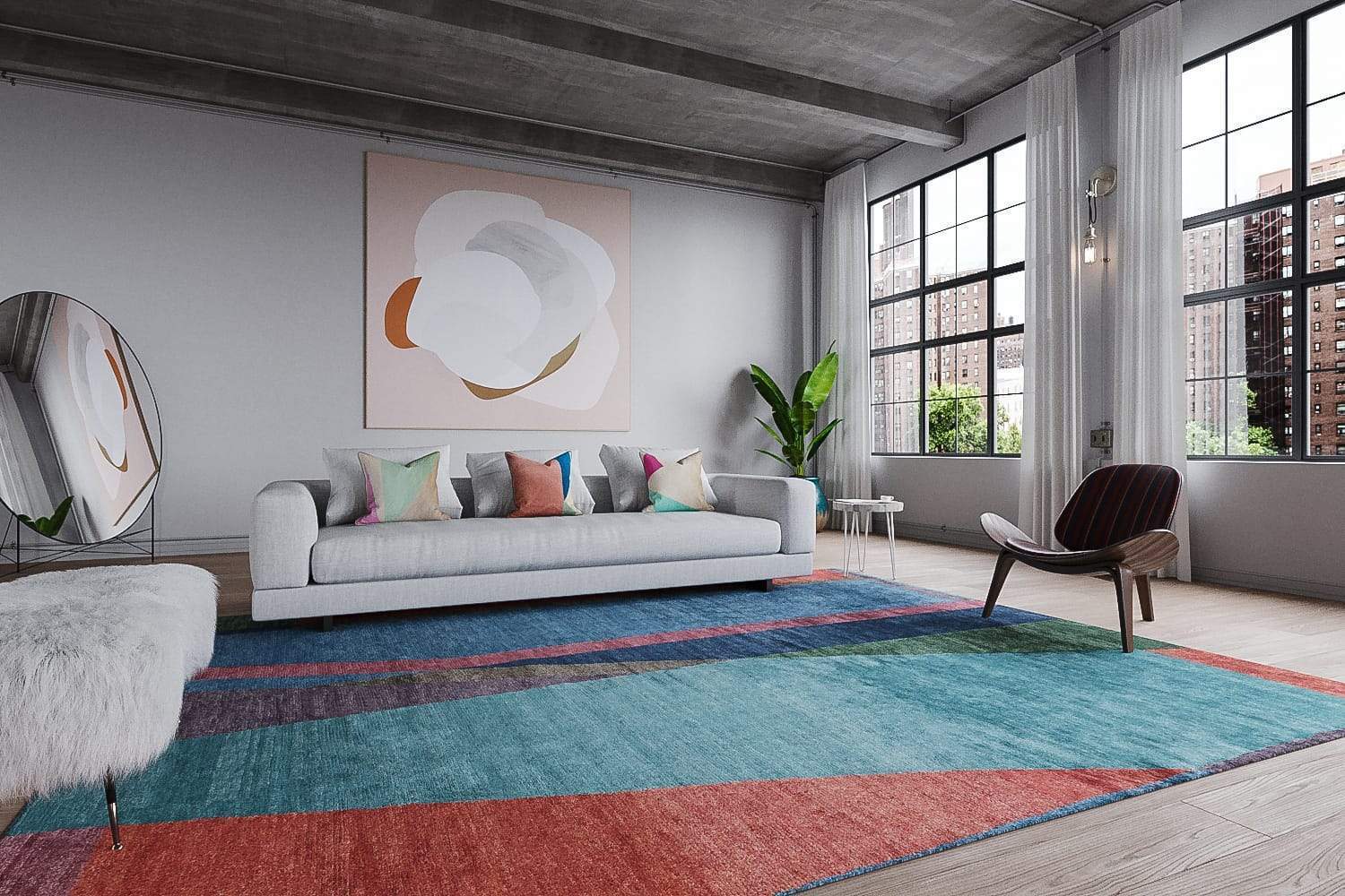 Installation shot of Avalon Red, a hand knotted rug designed by Tufenkian Artisan Carpets. room-image