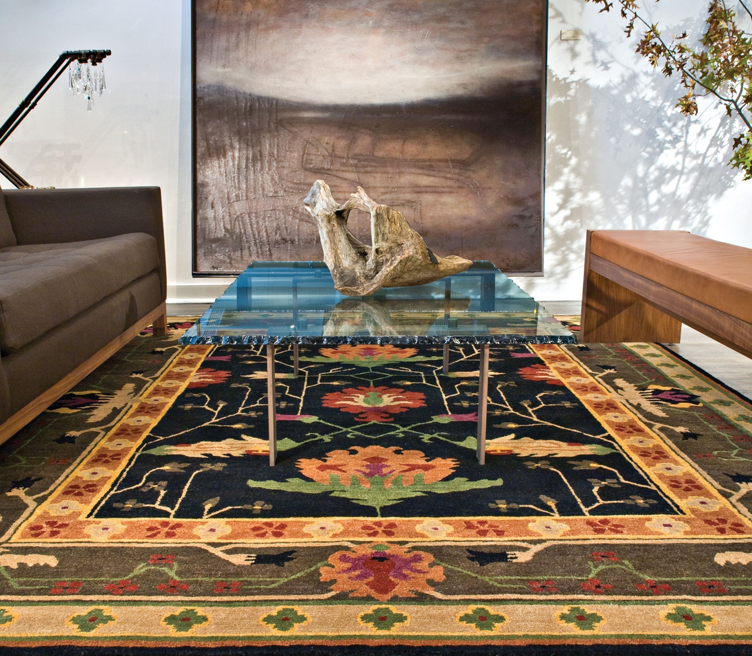 Installation of BIG DONEGAL EBONY, a hand knotted rug designed by Tufenkian Artisan Carpets. room-image