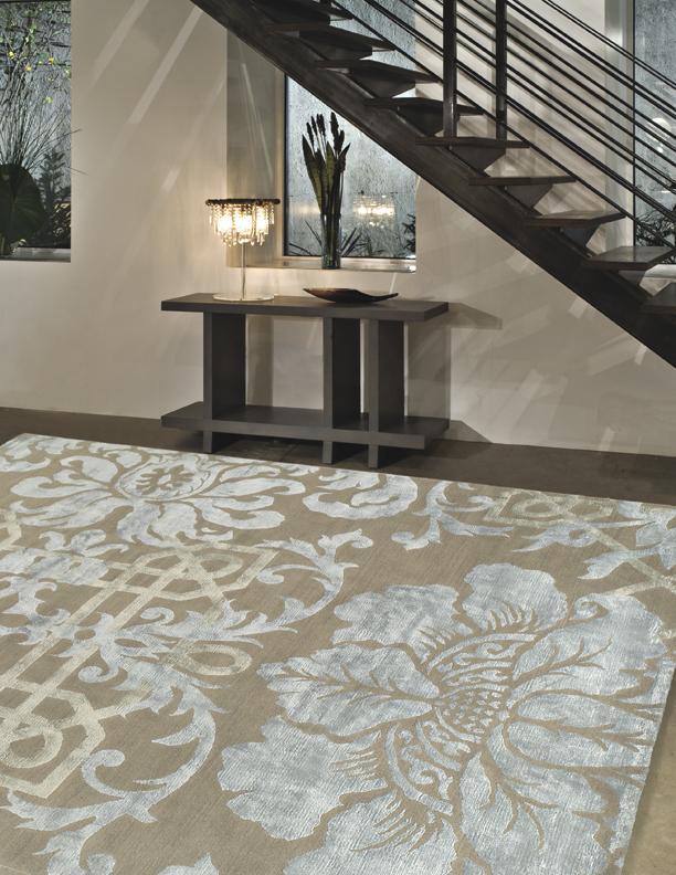 Installation image of Brocade Camelot, a hand knotted rug designed by Barbara Barry for Tufenkian room-image