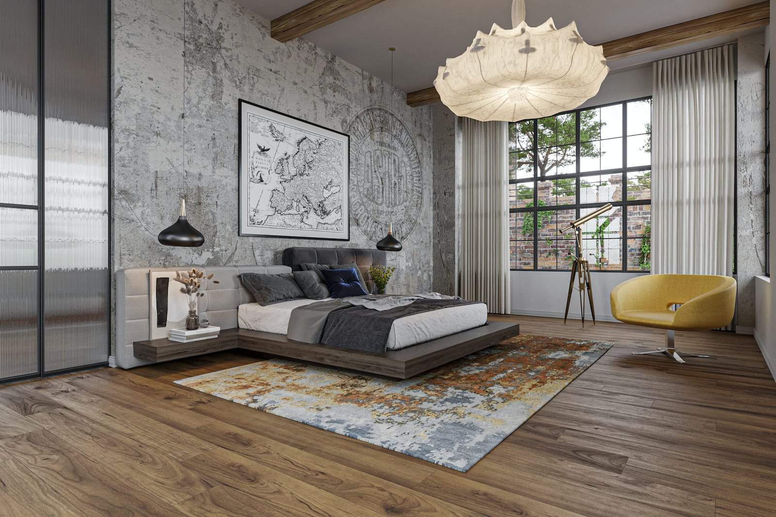 Lifestyle shot of Clyfford Copper, a hand knotted rug designed by Tufenkian Artisan Carpets. room-image