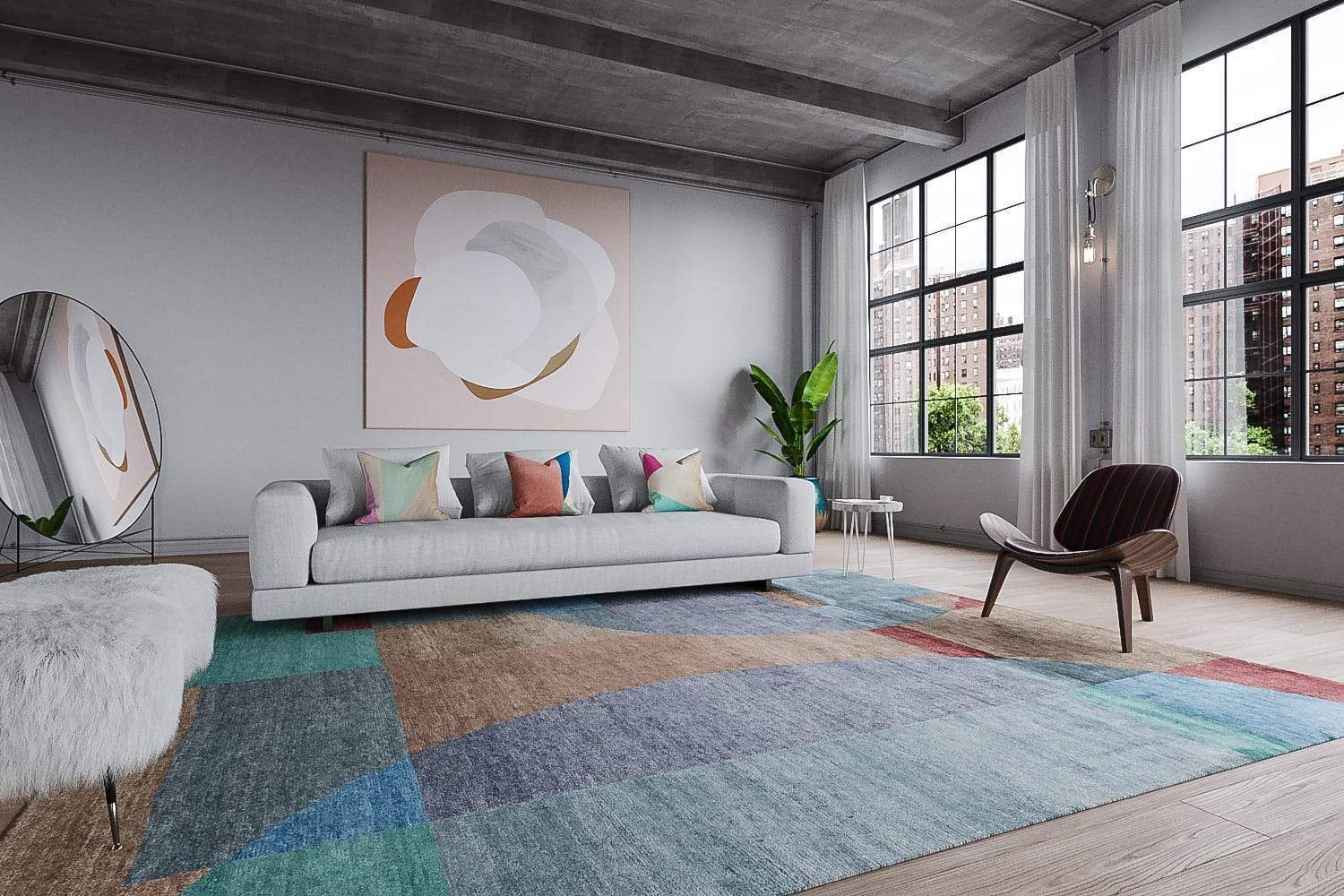 Installation shot of Delmonico Kona, a hand knotted rug designed by Tufenkian Artisan Carpets. room-image