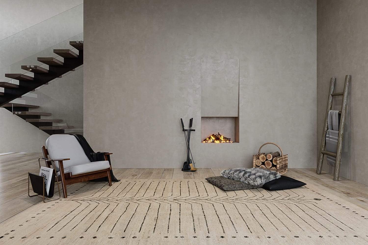 Installation shot of Eram Alabaster, a hand knotted rug designed by Tufenkian Artisan Carpets. room-image