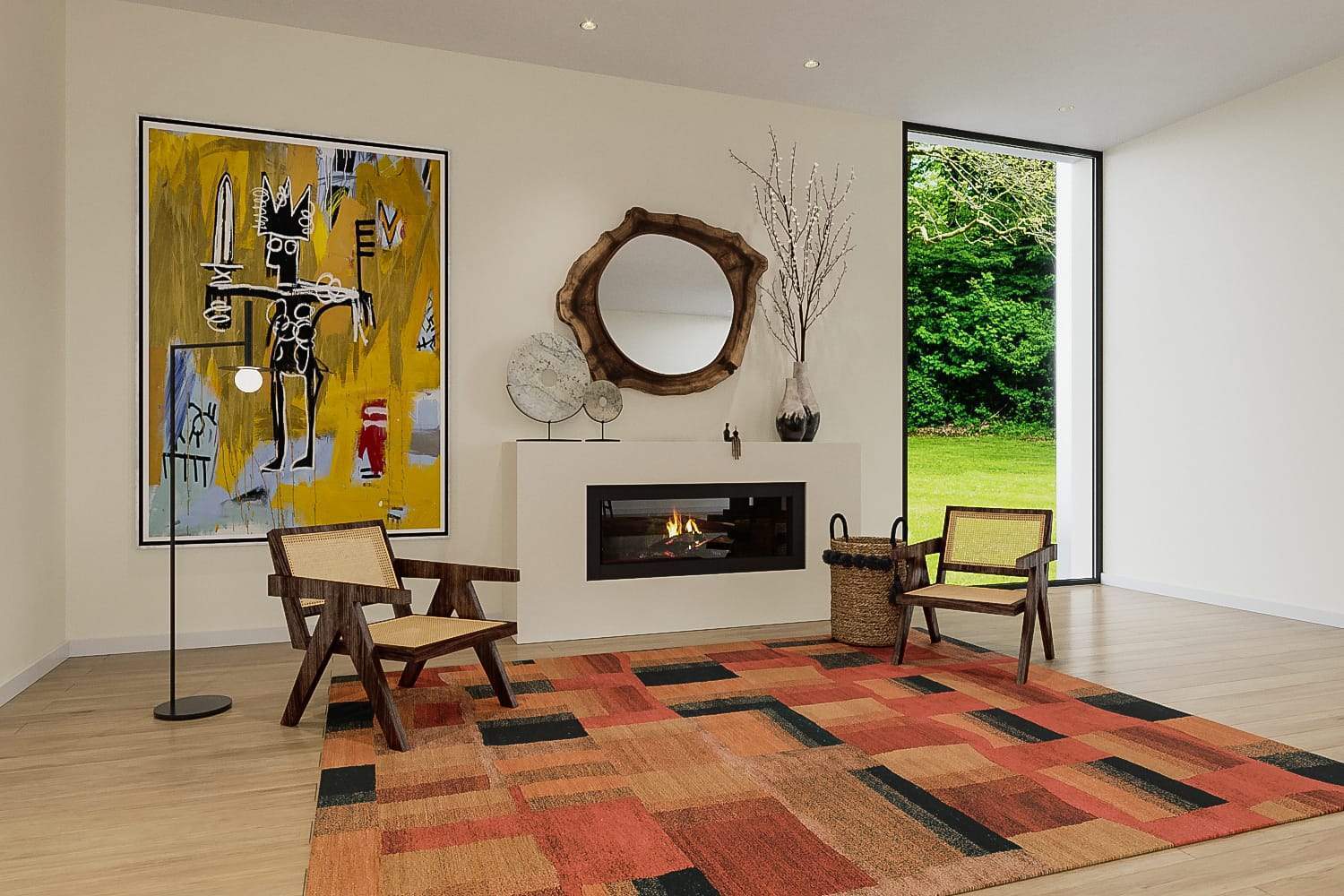 Installation shot of Eva H Lava, a hand knotted rug designed by Tufenkian Artisan Carpets. room-image