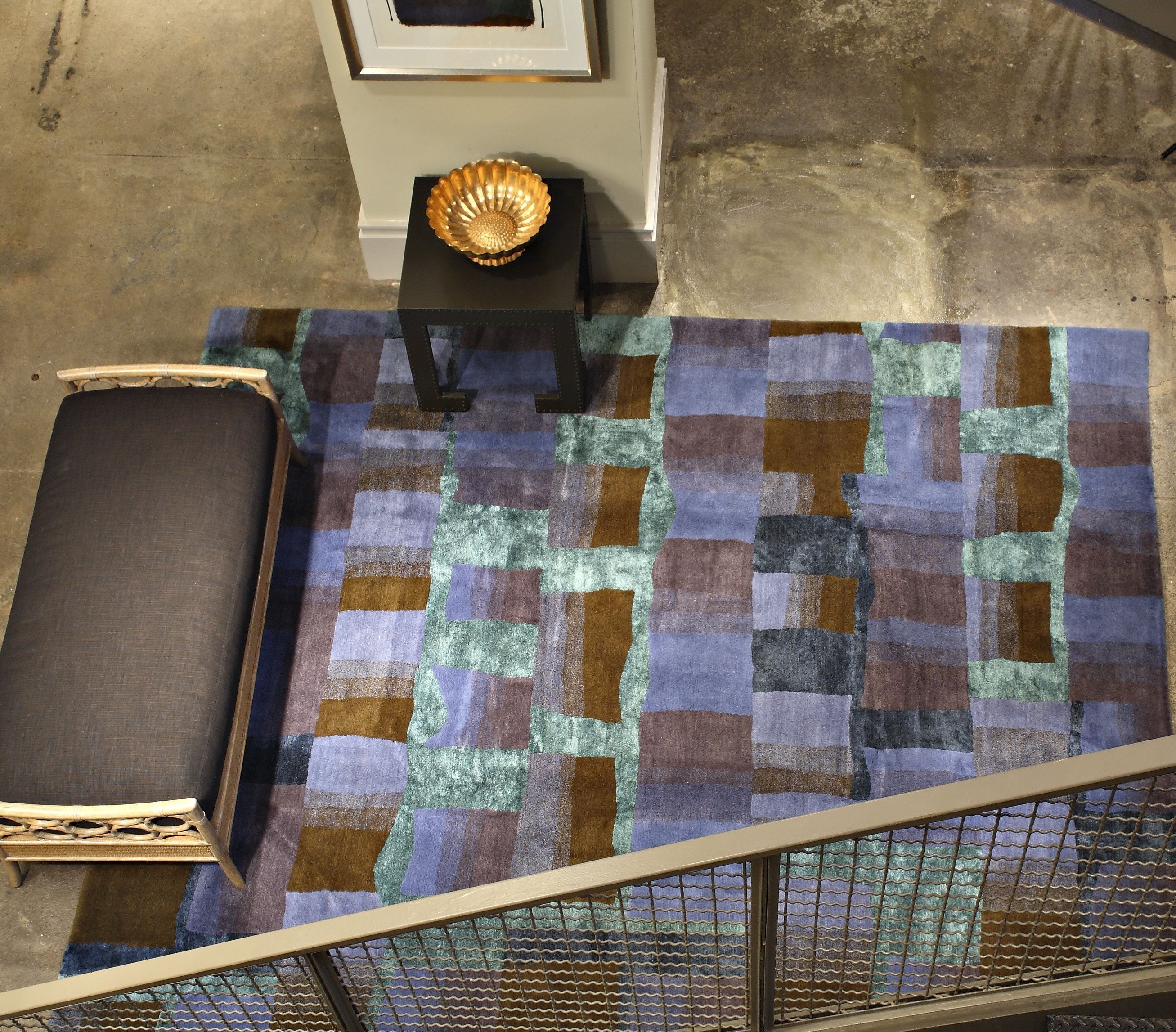 Installation of EVA H BLUEBOTTLE, a hand knotted rug designed by Tufenkian Artisan Carpets. room-image