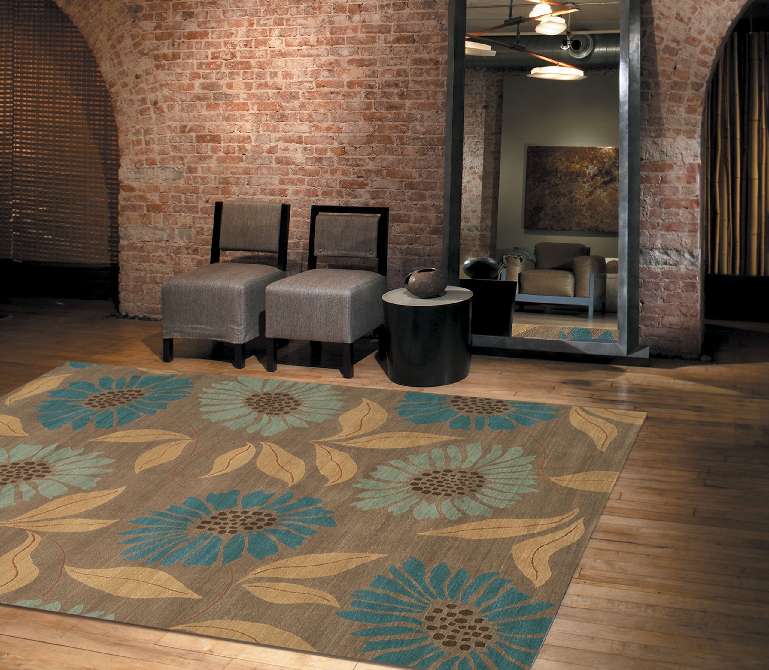 Installation of FLOWER POWER SEAVOCE, a hand knotted rug designed by Tufenkian Artisan Carpets. room-image