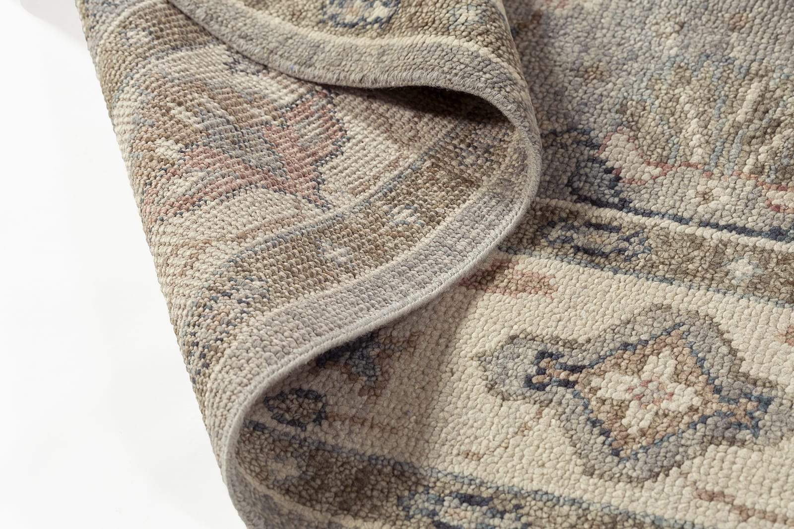 detail of HP77 PALMETTE Light Blue, a hand knotted rug designed by Tufenkian Artisan Carpets.