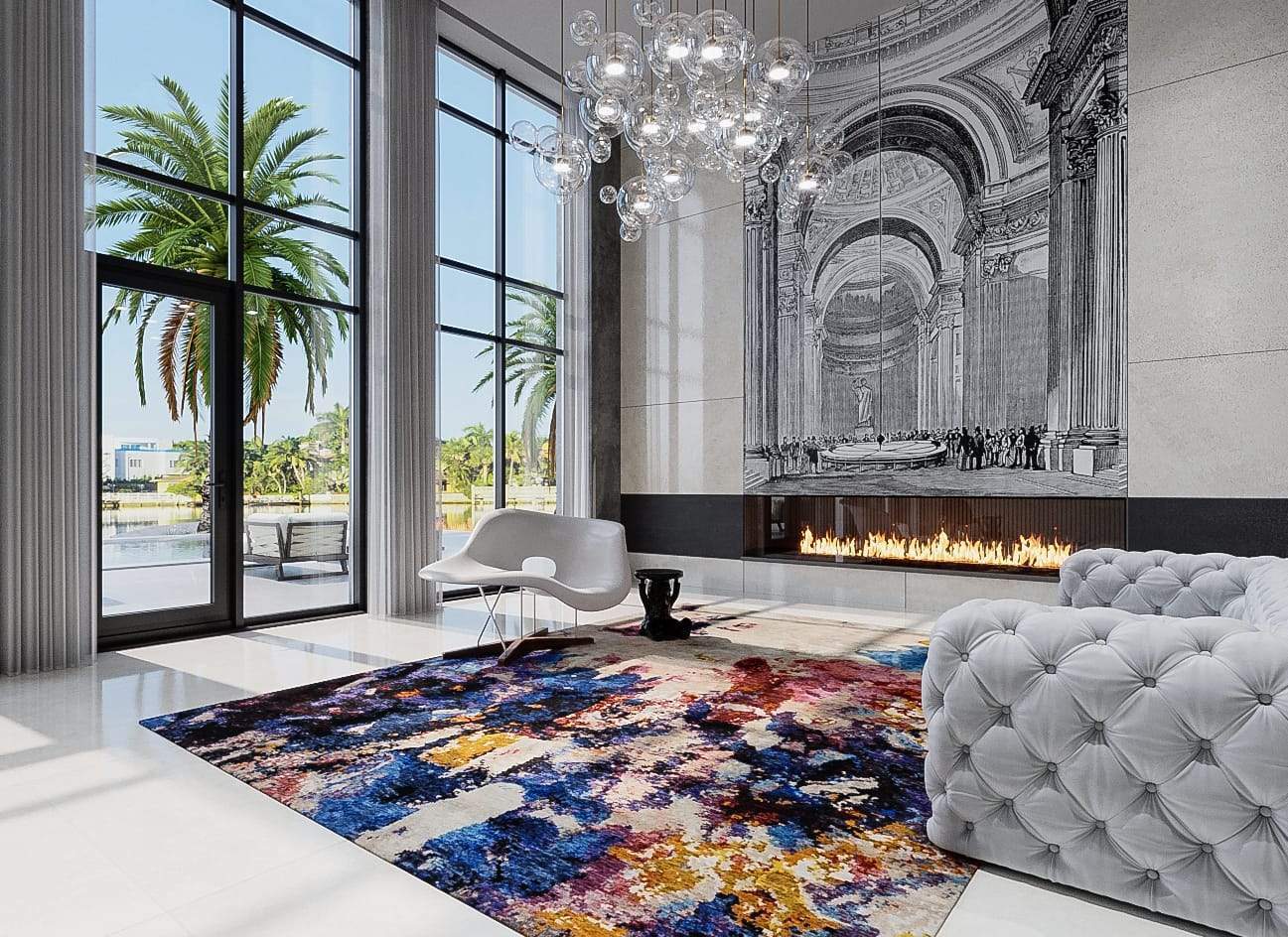 Installation shot of Helen Wild Berry, a hand knotted rug designed by Tufenkian Artisan Carpets. room-image