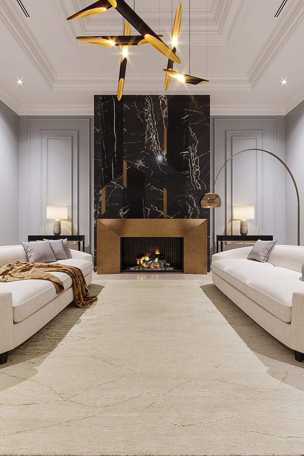 Installation of HERE & THERE SAND, a hand knotted rug designed by Tufenkian Artisan Carpets. room-image