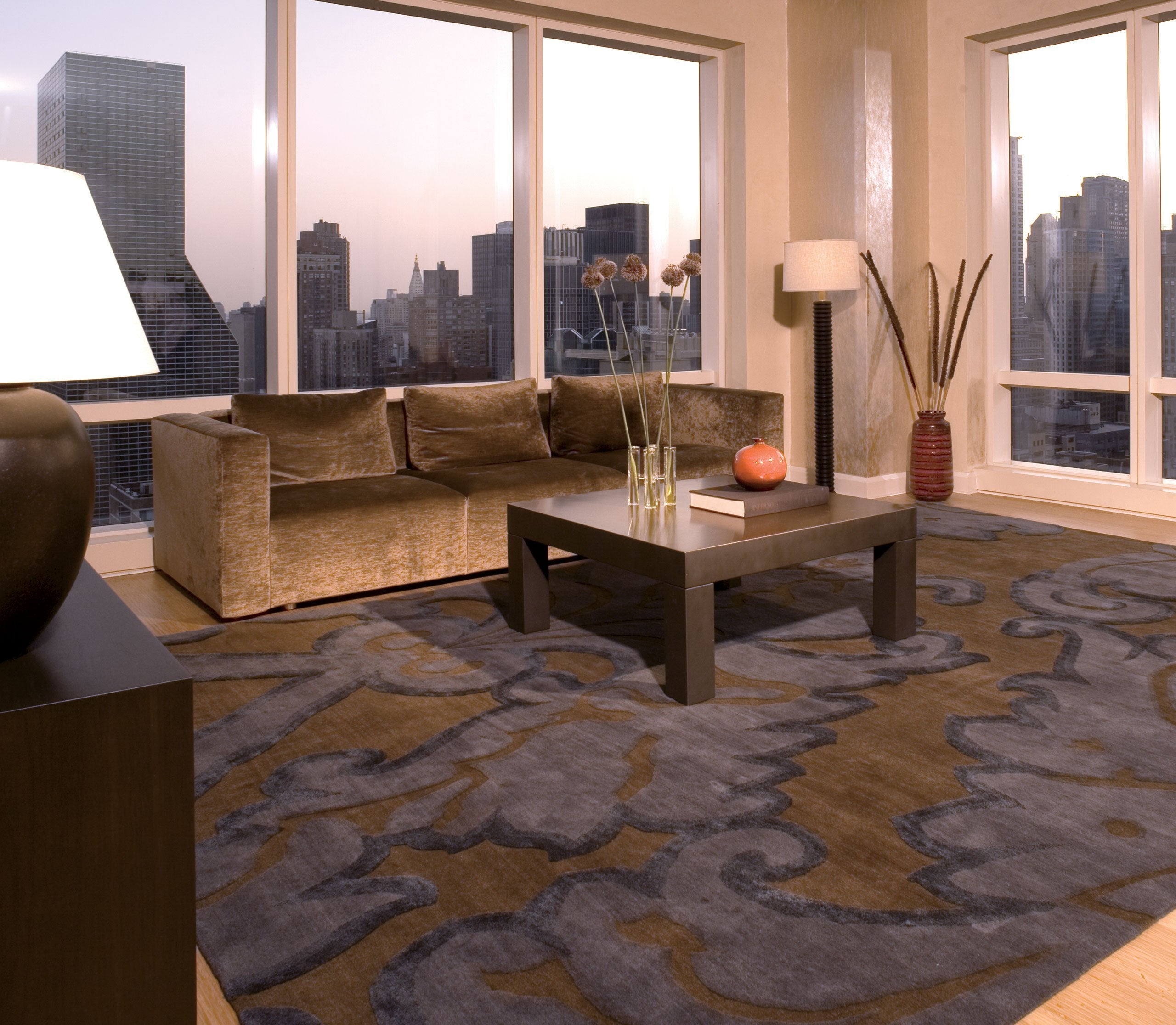 installation image of IMPLIED DAMASK MIDNIGHT is a hand knotted rug by Tufenkian Artisan Carpets room-image