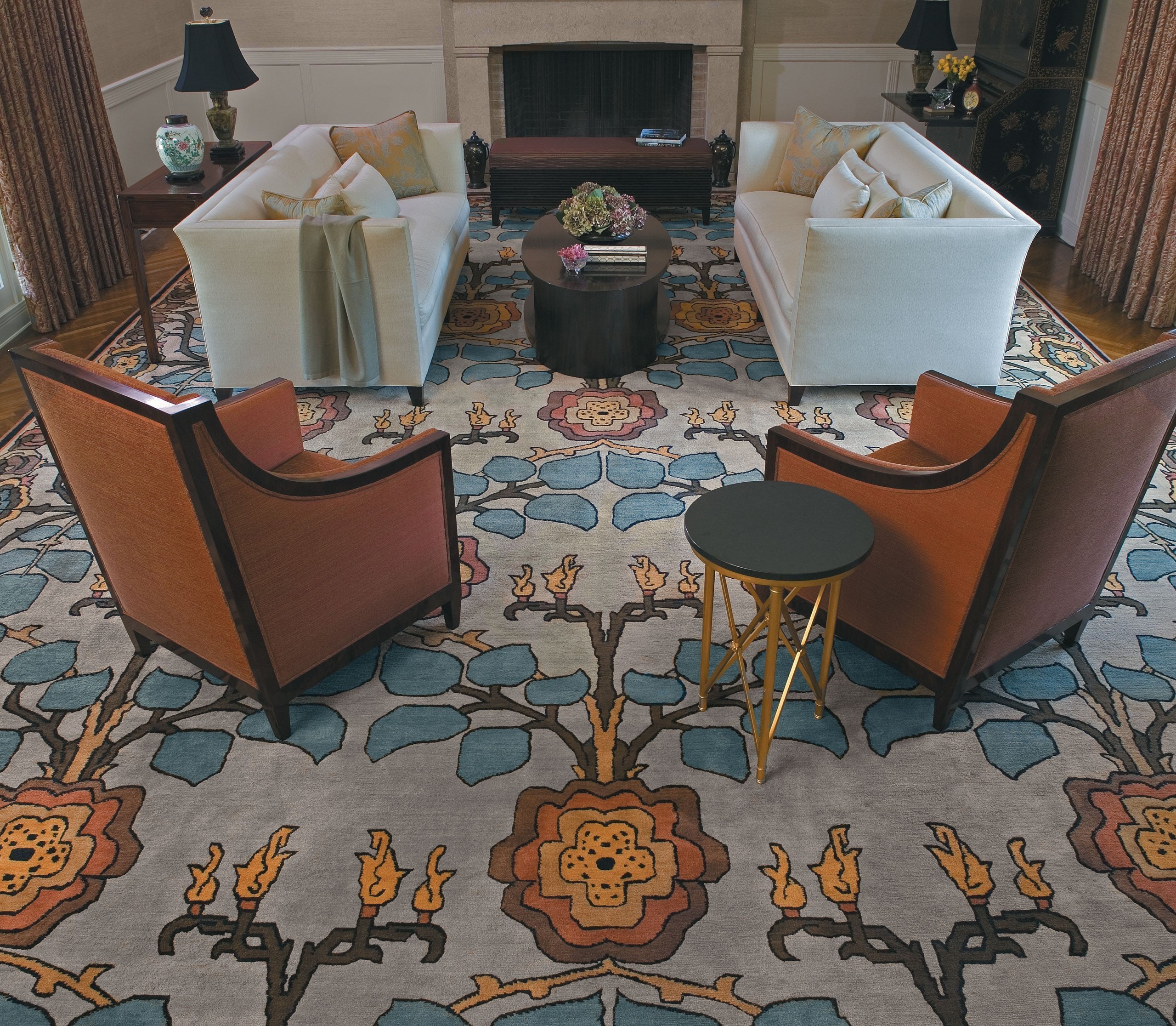 Installation of INVERNESS TIFFANY, a hand knotted rug designed by Tufenkian Artisan Carpets. room-image