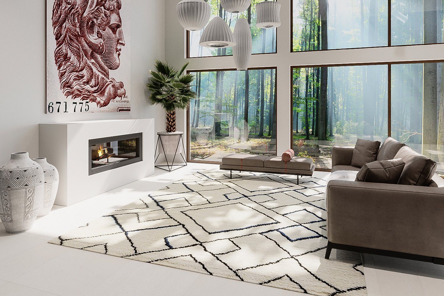 KUMO WHITE BLACK Product Tufenkian Artisan Carpets Lifestyle room-image