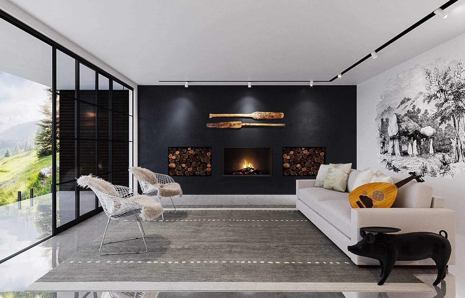 Installation shot of Kaibab II Earl Grey, a hand knotted rug designed by Tufenkian Artisan Carpets. room-image