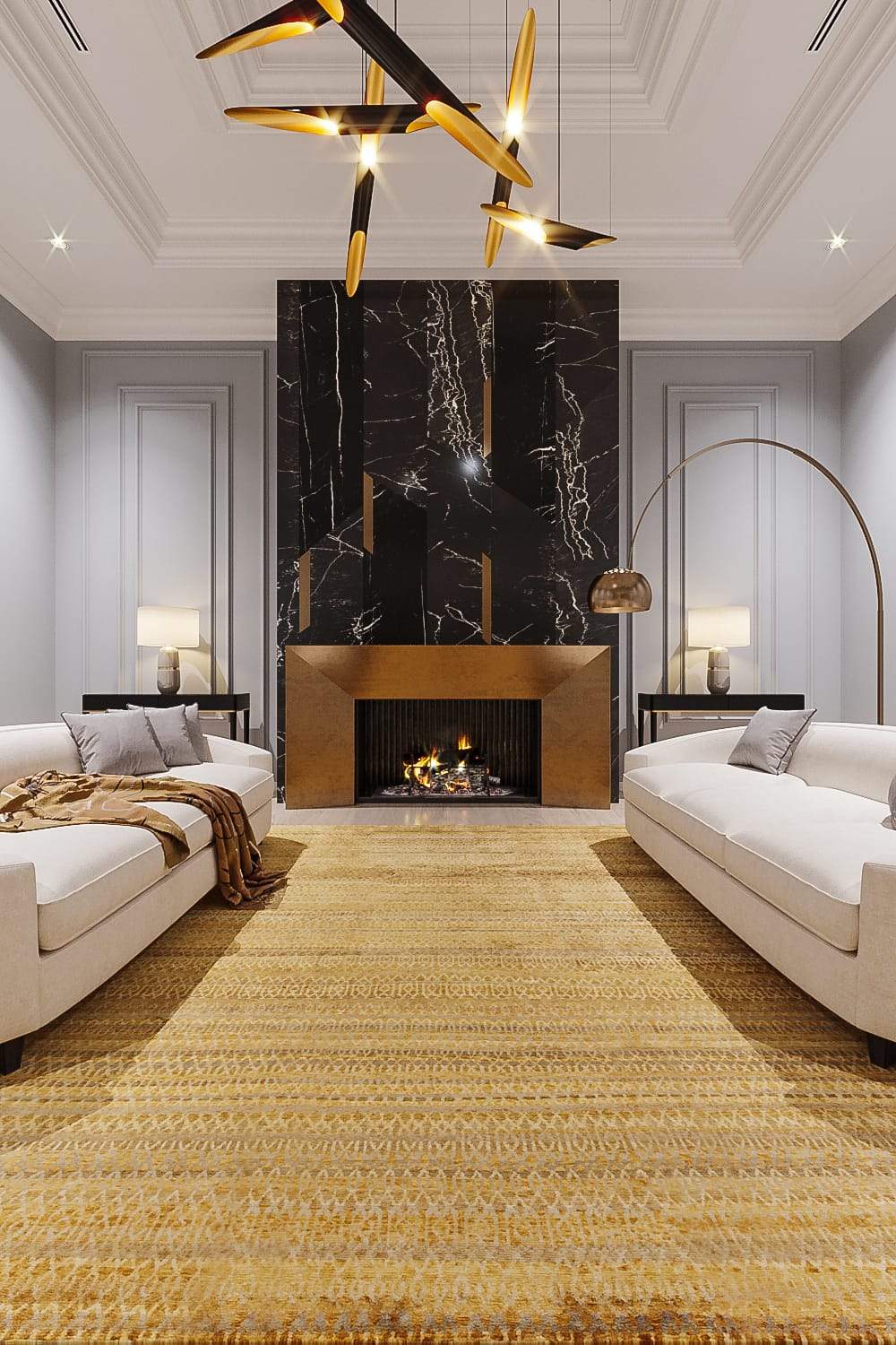 Installation shot of Marquesa Ginger, a hand knotted rug designed by Tufenkian Artisan Carpets.