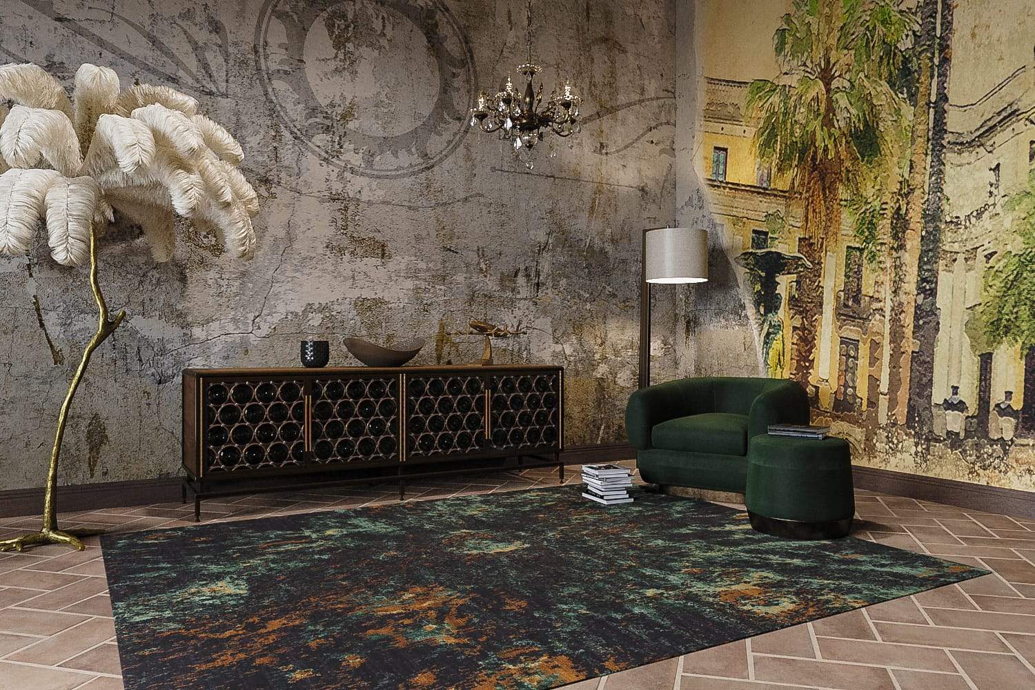 Moonscape Malachite, a hand knotted rug designed by Tufenkian Artisan Carpets. room-image