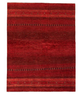 Persian gabbeh is a 5x6 hand knotted rug 