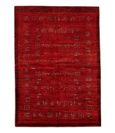 Persian gabbeh sadeh is a 5x8 hand knotted rug 