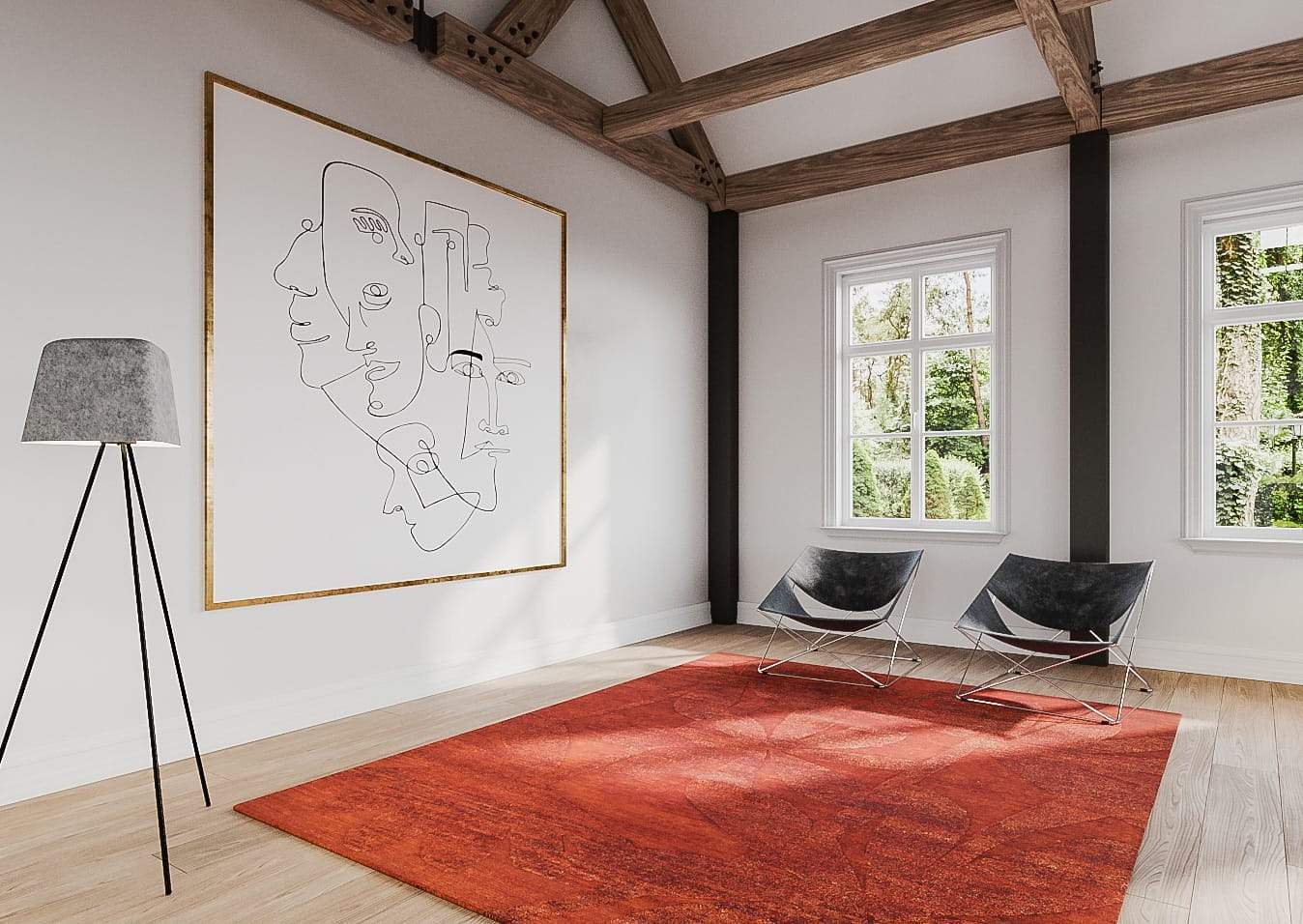 Installation shot of Paradise Cayenne, a hand knotted rug designed by Tufenkian Artisan Carpets. room-image