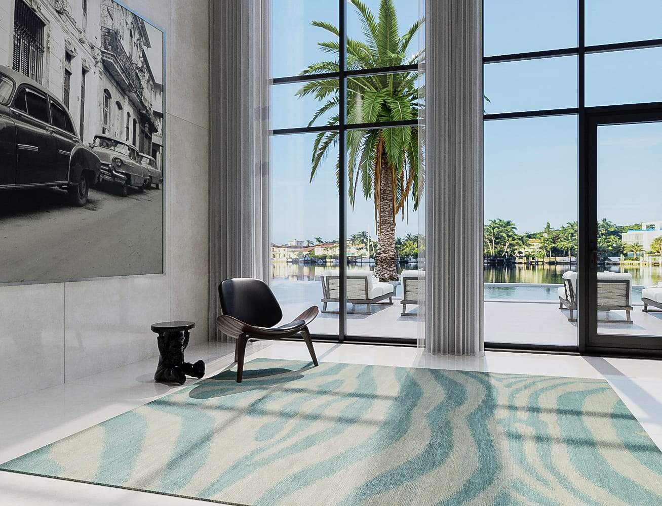 Installation shot of Punjab Rain, a hand knotted rug designed by Tufenkian Artisan Carpets. room-image