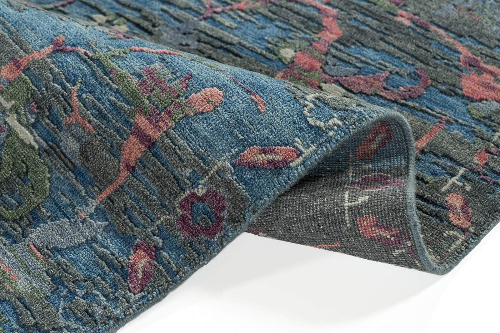 detail of Samarkand II Blue Rose, a hand knotted rug designed by Tufenkian Artisan Carpets.