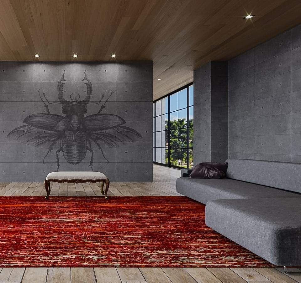 Installation shot of Sandstone Fusion, a hand knotted rug designed by Tufenkian Artisan Carpets. room-image