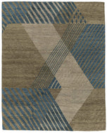 Aalto Blue Triangle Stripe, a hand knotted rug designed by Tufenkian Artisan Carpets