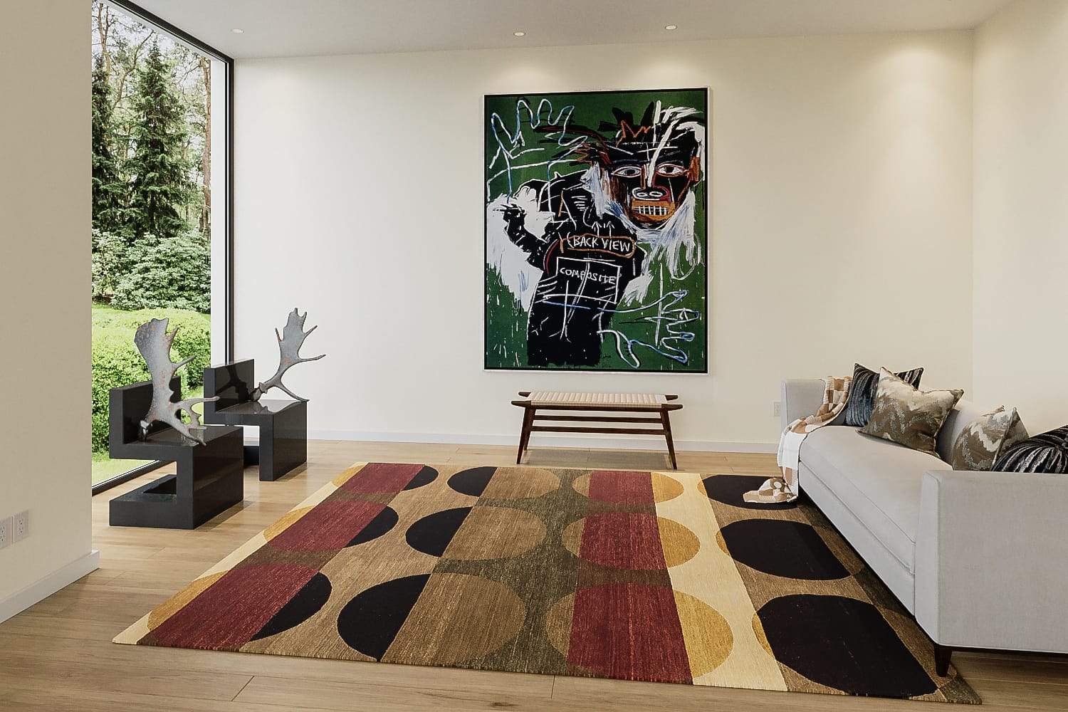 Installation shot of Total Eclipse Orchard, a hand knotted rug designed by Tufenkian Artisan Carpets. room-image